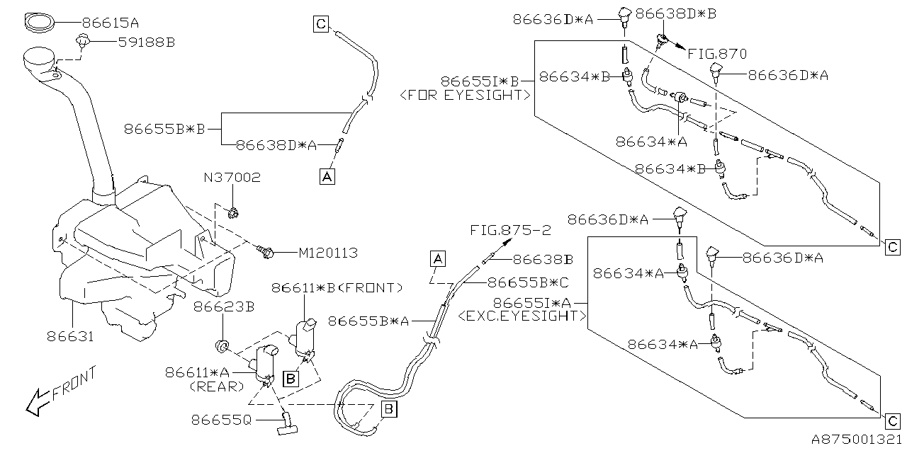 Diagram WINDSHIELD WASHER for your 2016 Subaru Forester 2.5L CVT Touring 