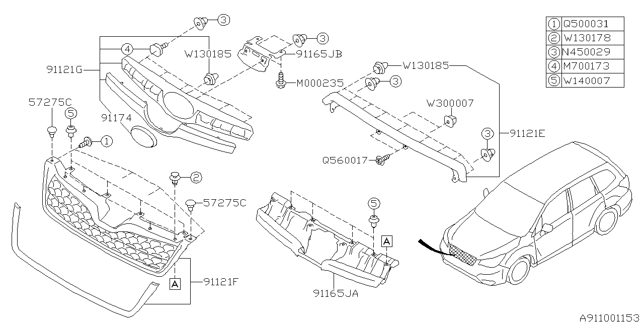 Diagram FRONT GRILLE for your 2015 Subaru Forester   