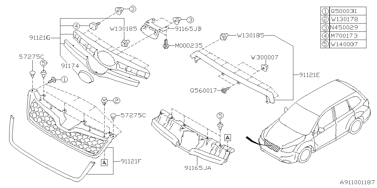 Diagram FRONT GRILLE for your Subaru Forester  