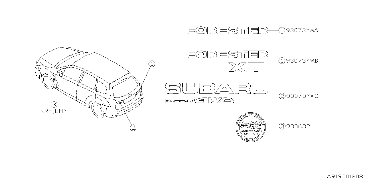 Diagram LETTER MARK for your 2019 Subaru Ascent   