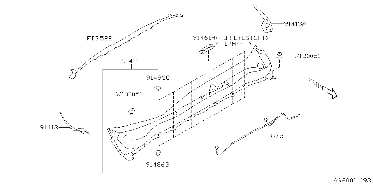 Diagram COWL PANEL for your 2017 Subaru Forester  Limited w/EyeSight 