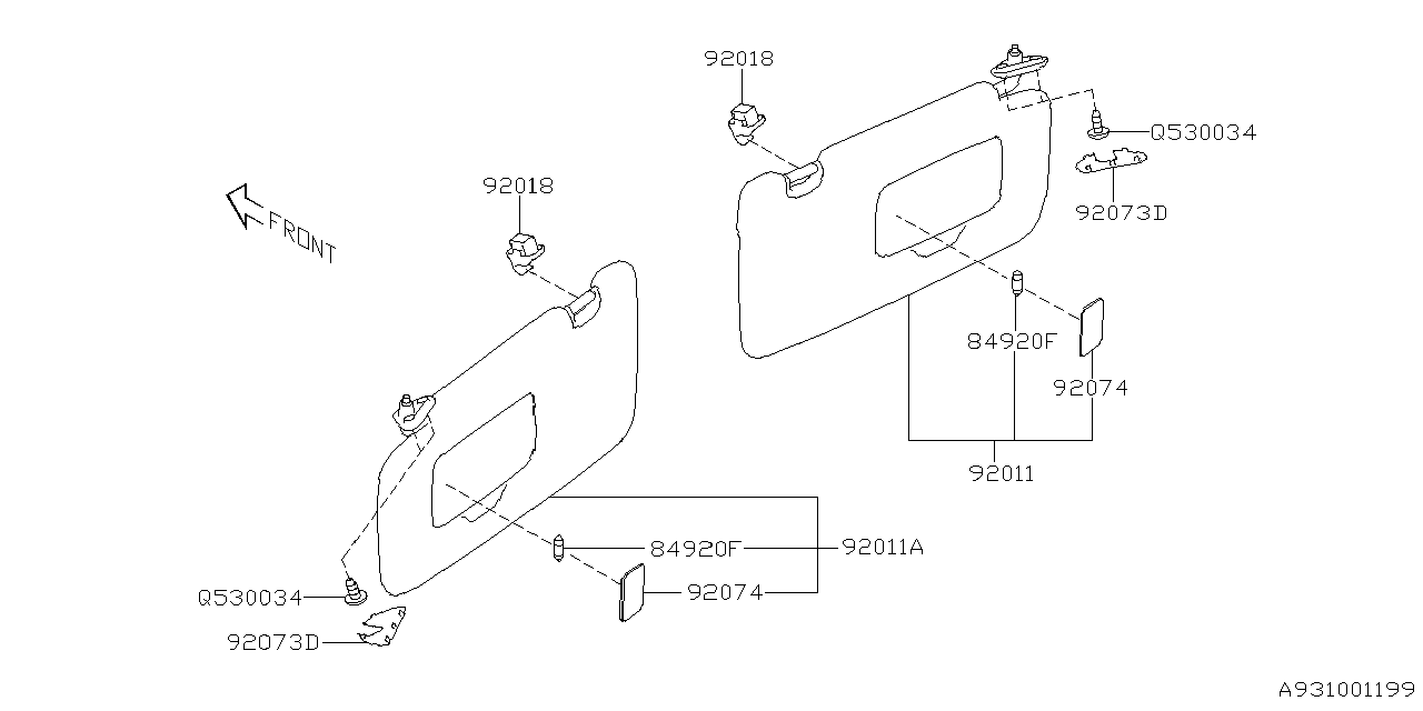 Diagram ROOM INNER PARTS for your 2014 Subaru Impreza  Limited Sedan 