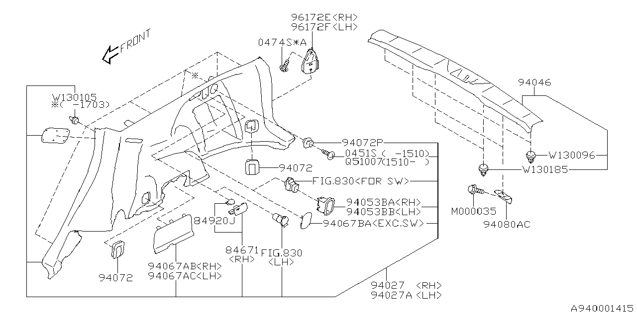 Diagram INNER TRIM for your 2019 Subaru Impreza   