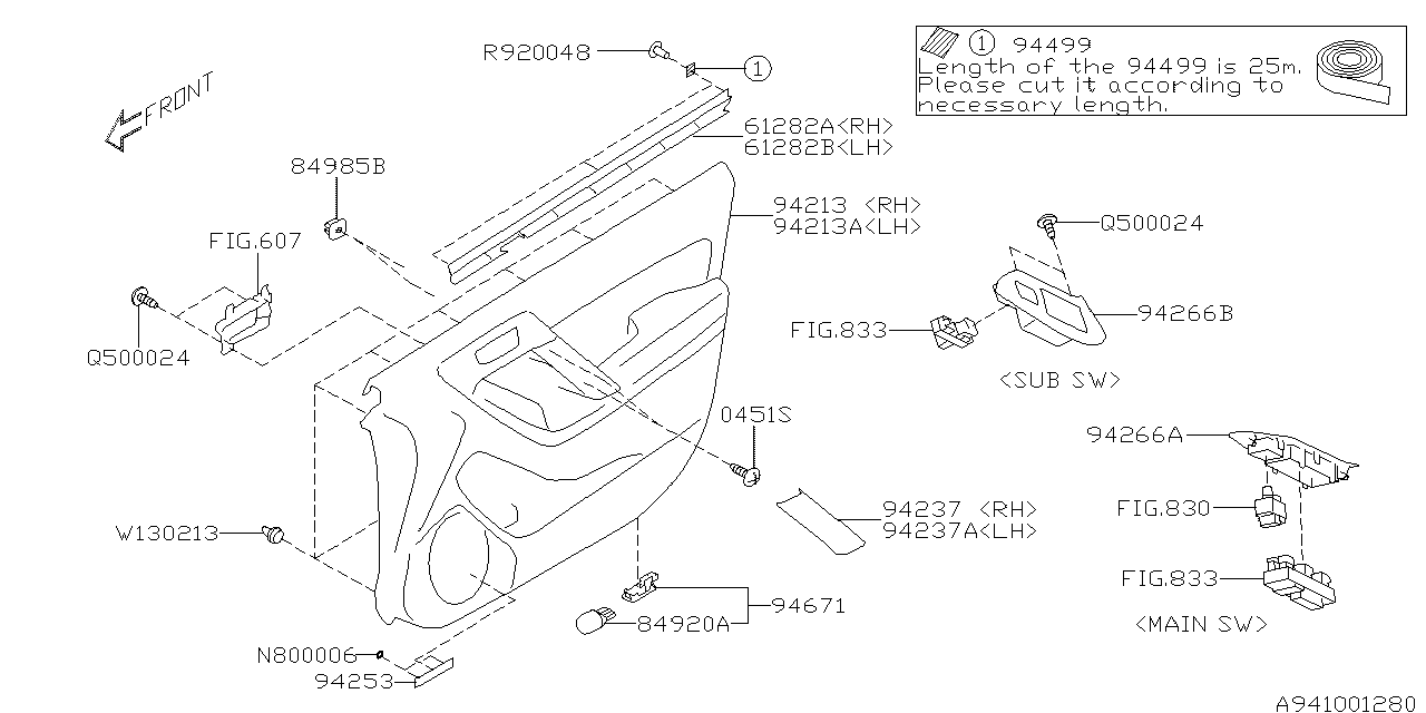 Diagram DOOR TRIM for your 1998 Subaru Impreza 2.2L AT Limited Sedan 