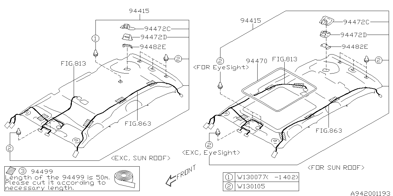 Diagram ROOF TRIM for your 2003 Subaru Legacy   