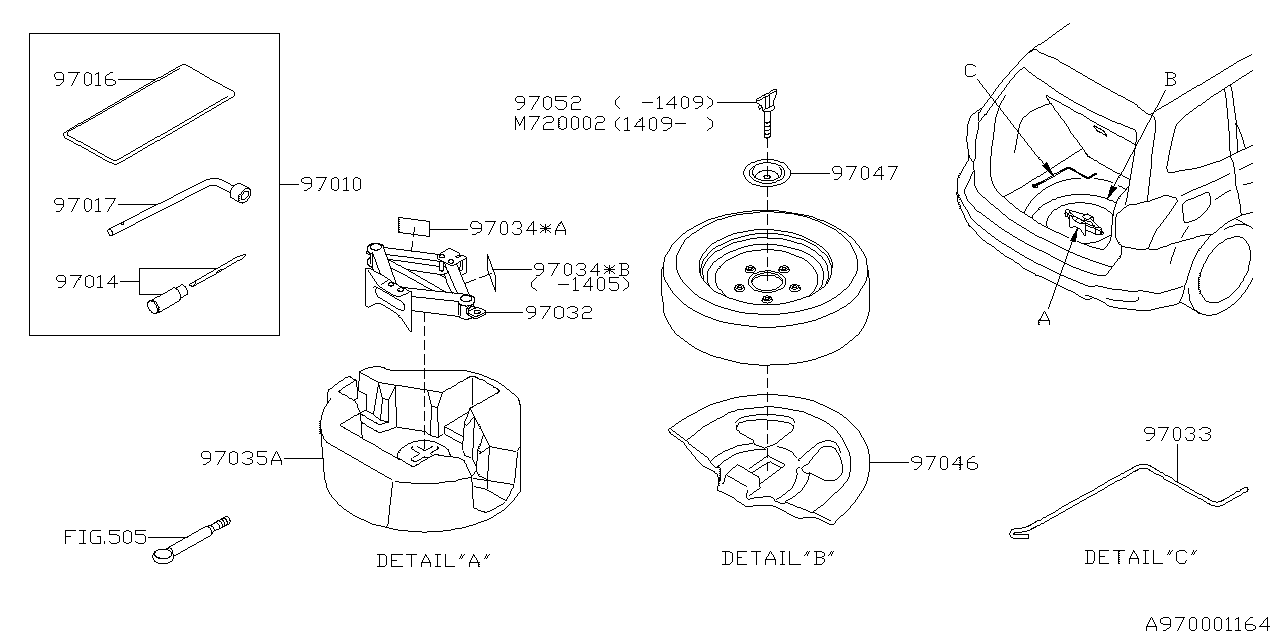 Diagram TOOL KIT & JACK for your 2005 Subaru WRX PREMIUM A w/EyeSight  