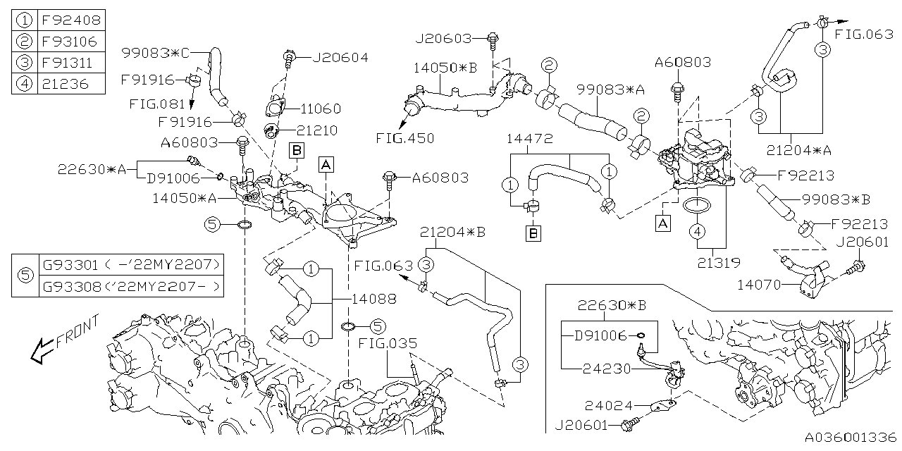 Diagram WATER PIPE (1) for your 2012 Subaru Impreza 2.0L CVT Limited Wagon 