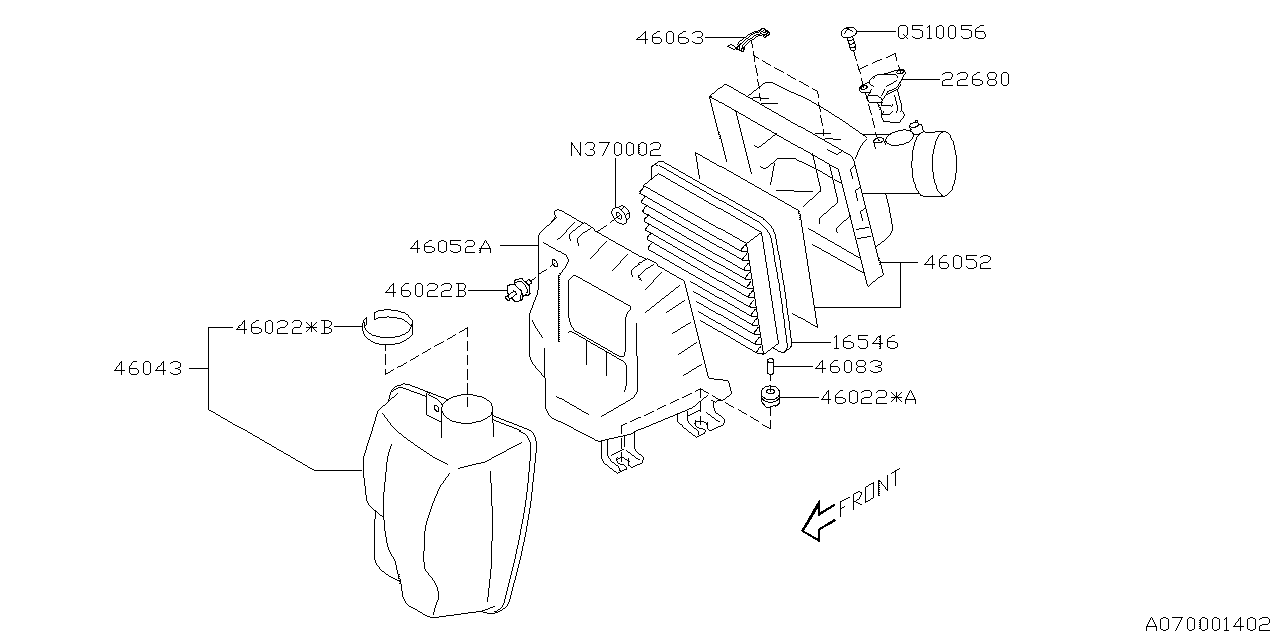 Diagram AIR CLEANER & ELEMENT for your Subaru