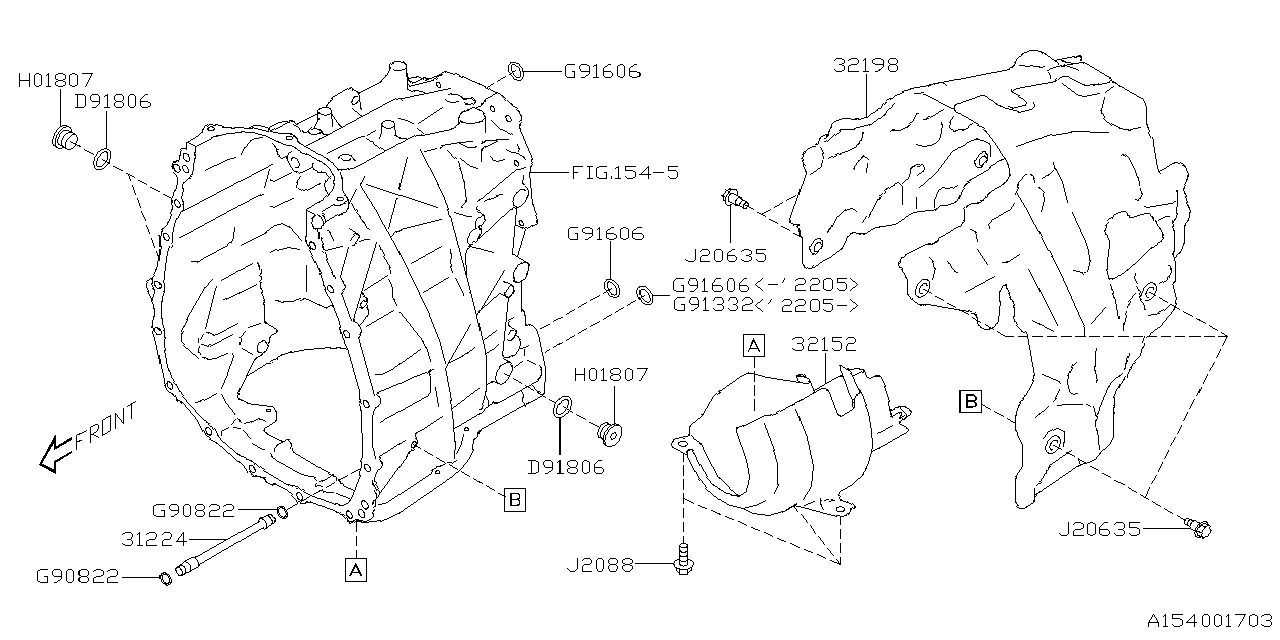 Diagram AT, TRANSMISSION CASE for your 1995 Subaru Impreza   