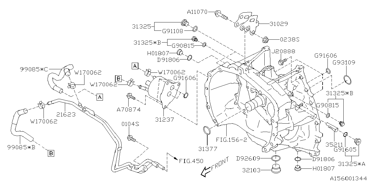 AT, TORQUE CONVERTER & CONVERTER CASE Diagram