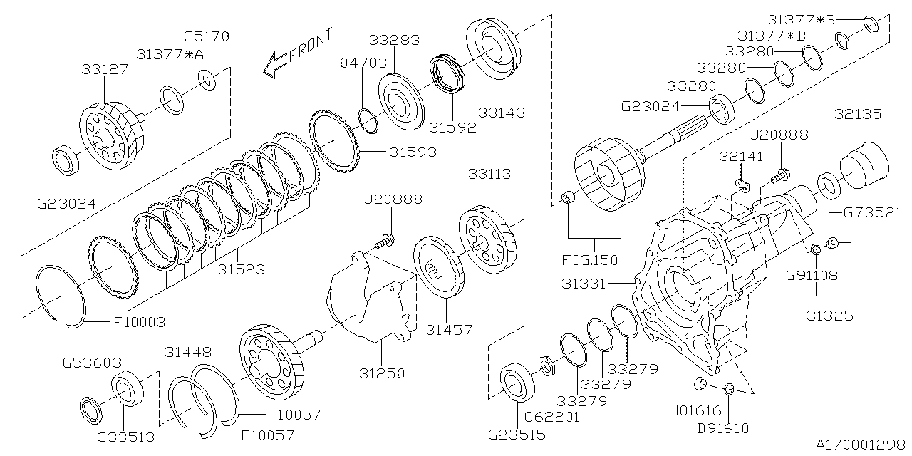 Diagram AT, TRANSFER & EXTENSION for your 1998 Subaru Legacy   