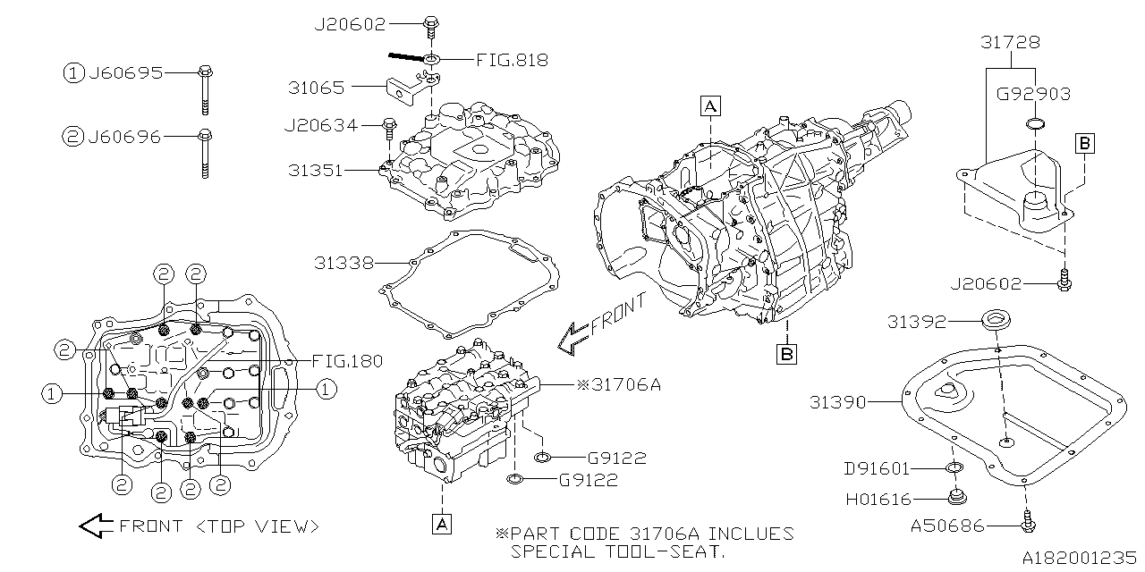 Diagram AT, CONTROL VALVE for your 2012 Subaru WRX SEDAN  