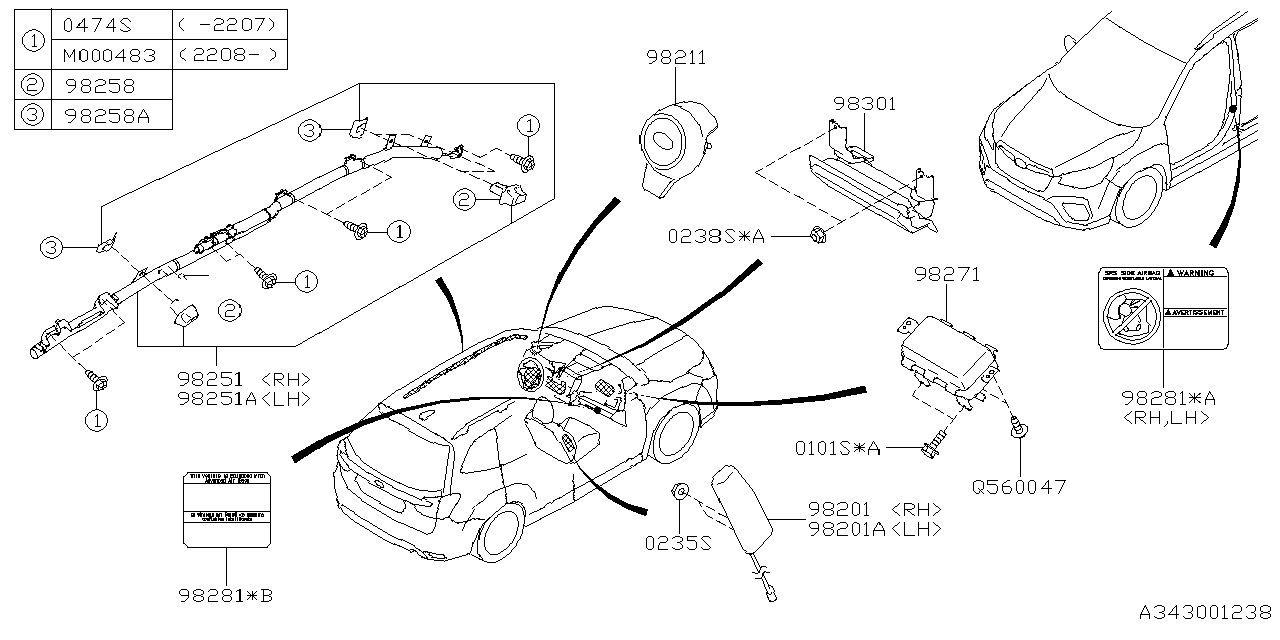 Subaru Forester Instrument Panel Air Bag. Air Bag Module - 98271SJ000 ...