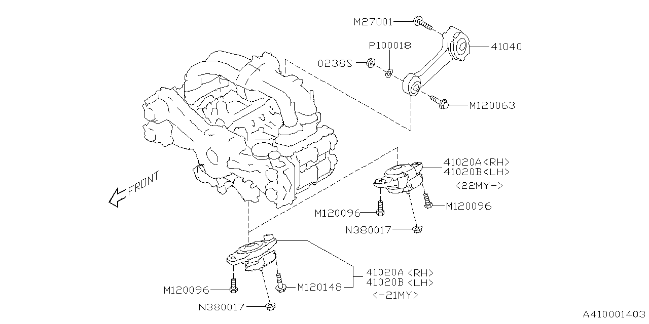 Diagram ENGINE MOUNTING for your Subaru Forester  