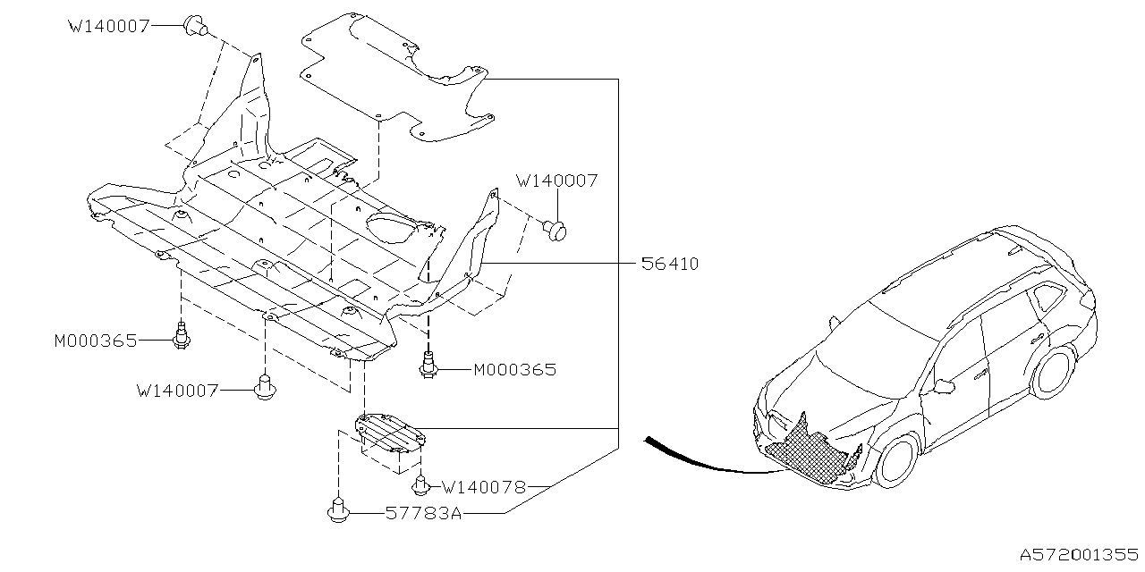 Diagram UNDER COVER & EXHAUST COVER for your 2014 Subaru Impreza   