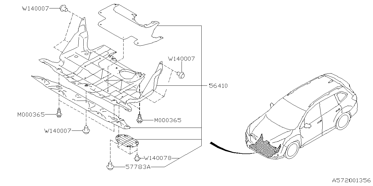 Diagram UNDER COVER & EXHAUST COVER for your 2014 Subaru Impreza   