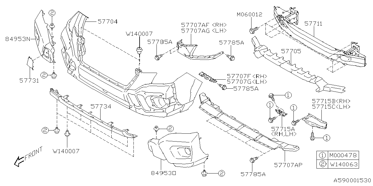 Diagram FRONT BUMPER for your 2013 Subaru STI  Sport SEDAN 