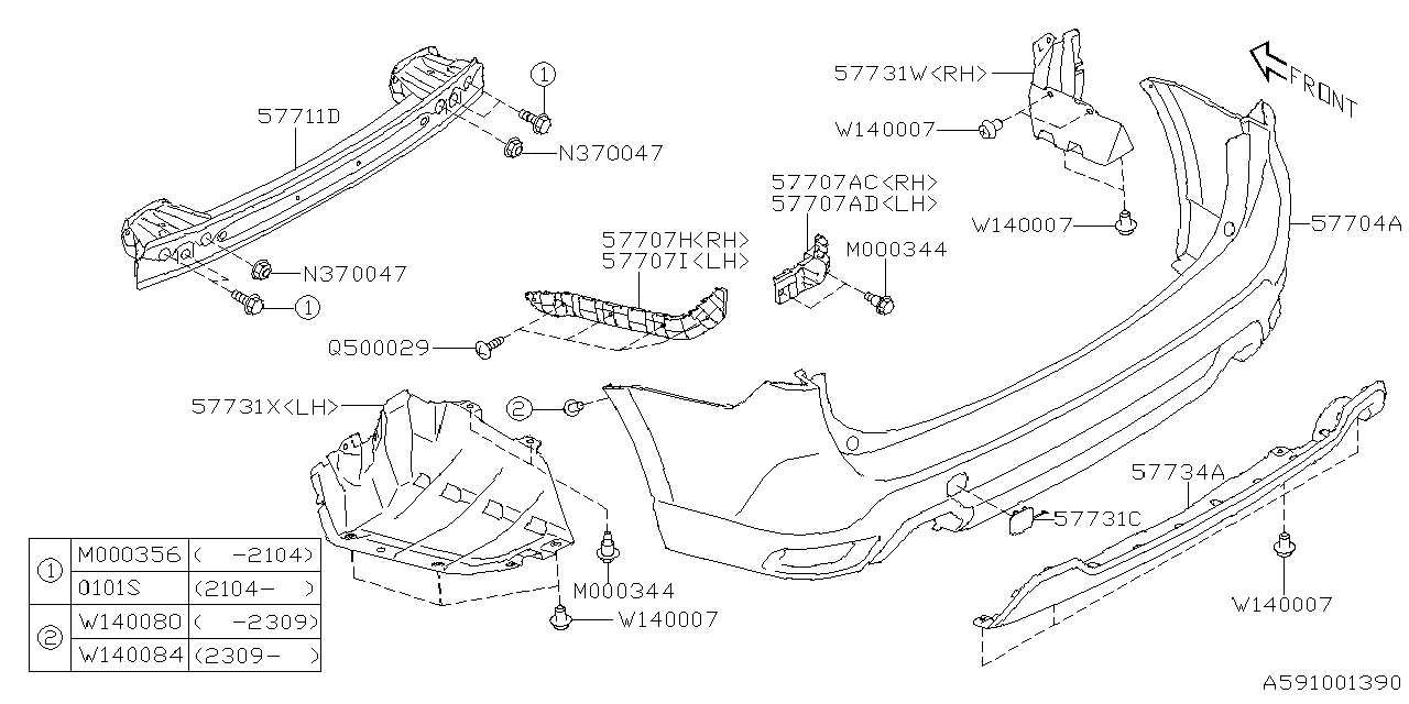 Diagram REAR BUMPER for your 1997 Subaru Impreza   