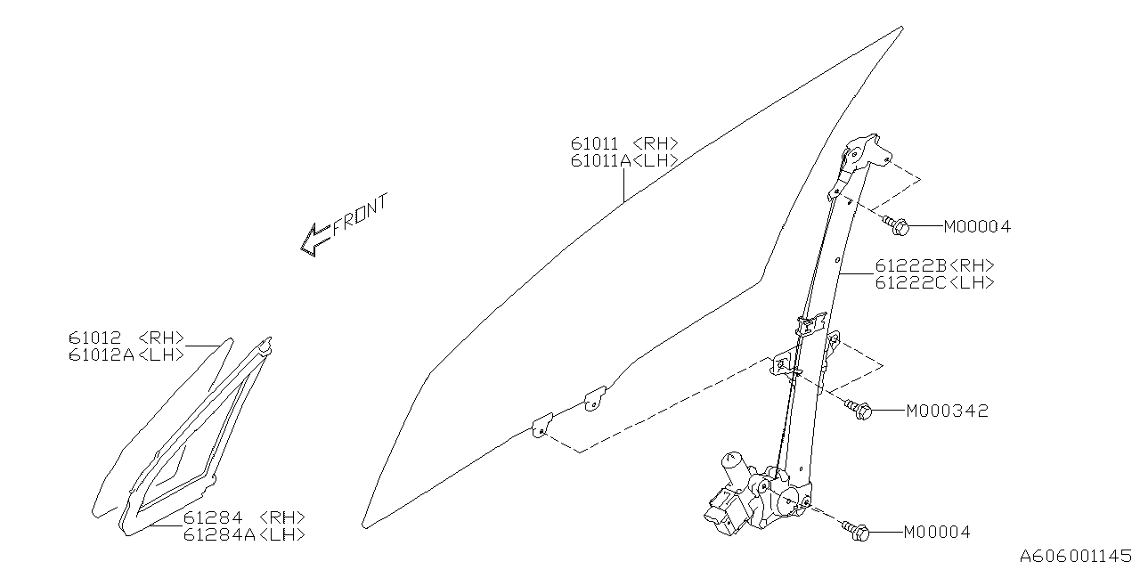 Diagram DOOR PARTS (GLASS & REGULATOR) for your Subaru Forester  