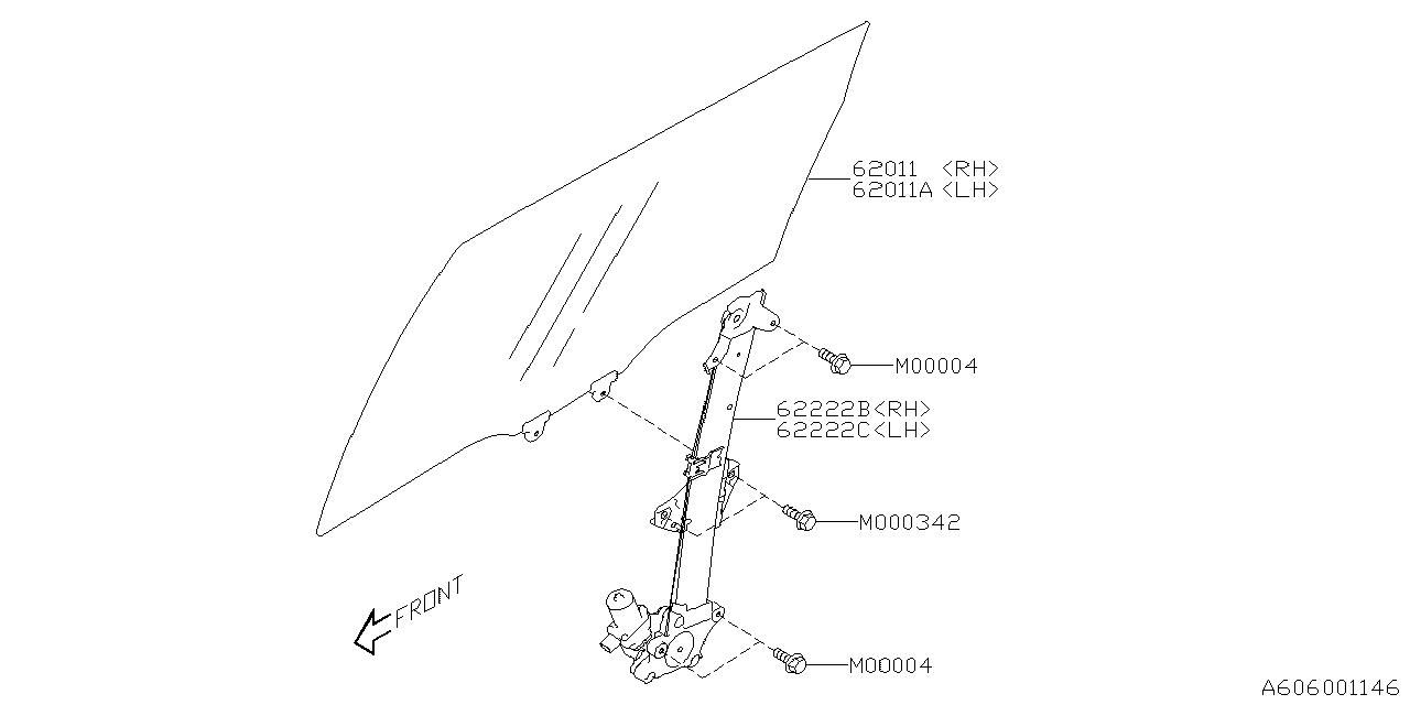 Diagram DOOR PARTS (GLASS & REGULATOR) for your Subaru Forester  