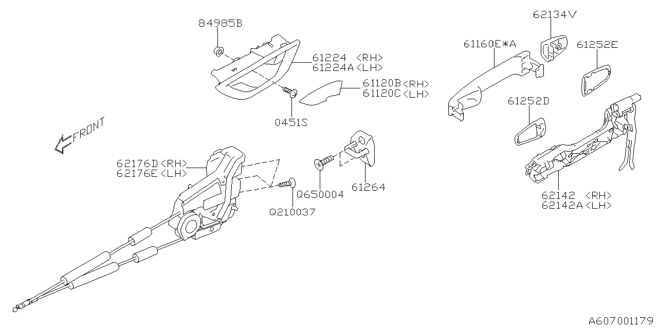 Diagram DOOR PARTS (LATCH & HANDLE) for your 2010 Subaru WRX   