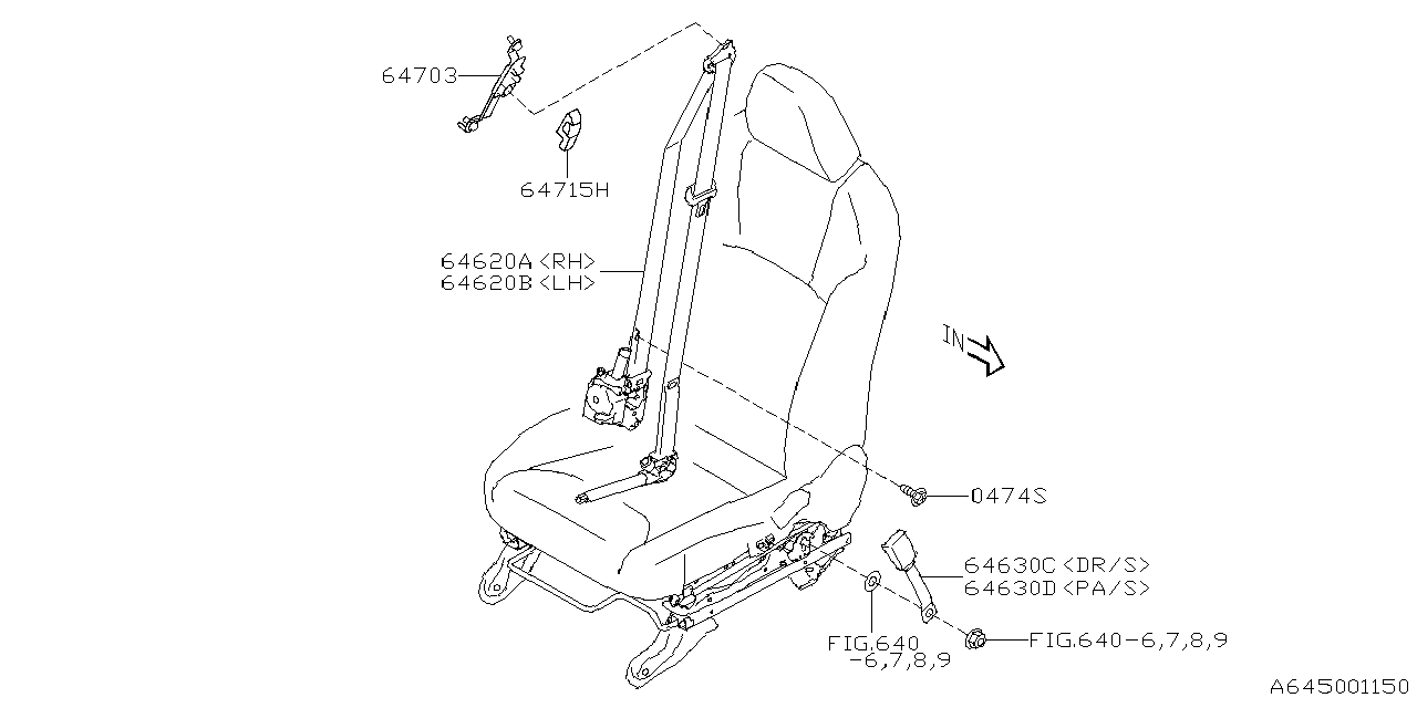 Diagram FRONT SEAT BELT for your 2014 Subaru Impreza  Premium Plus Sedan 