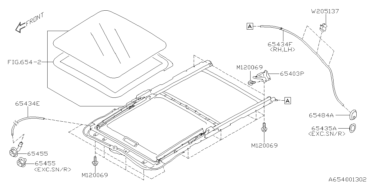 Diagram SUN ROOF for your Subaru Forester  