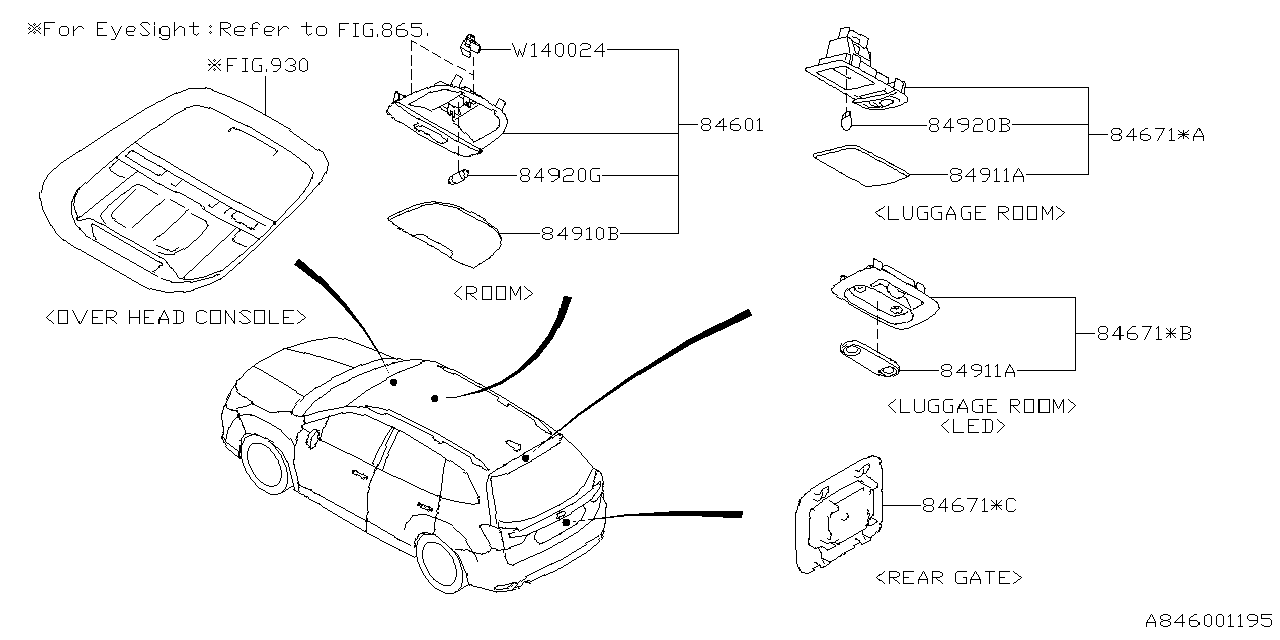 Diagram LAMP (ROOM) for your 2024 Subaru Crosstrek   