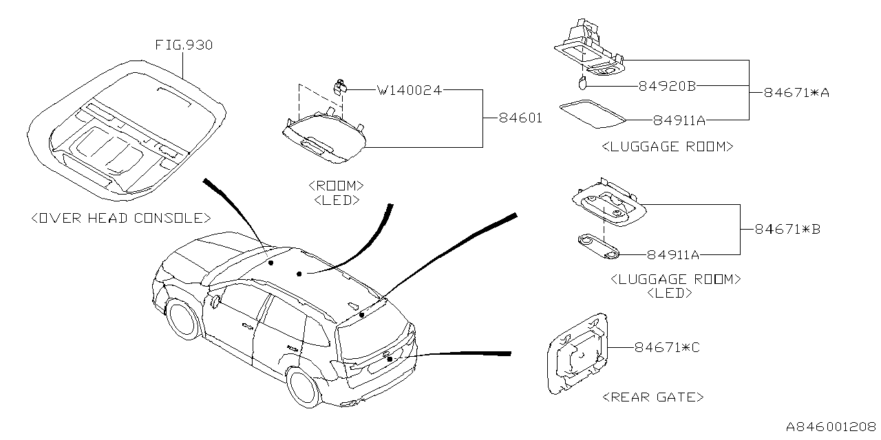 Diagram LAMP (ROOM) for your 2019 Subaru Crosstrek   