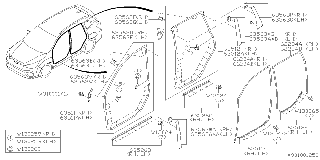 Diagram WEATHER STRIP for your Subaru Tribeca  