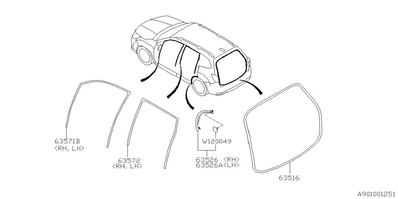 Diagram WEATHER STRIP for your 2015 Subaru Crosstrek   