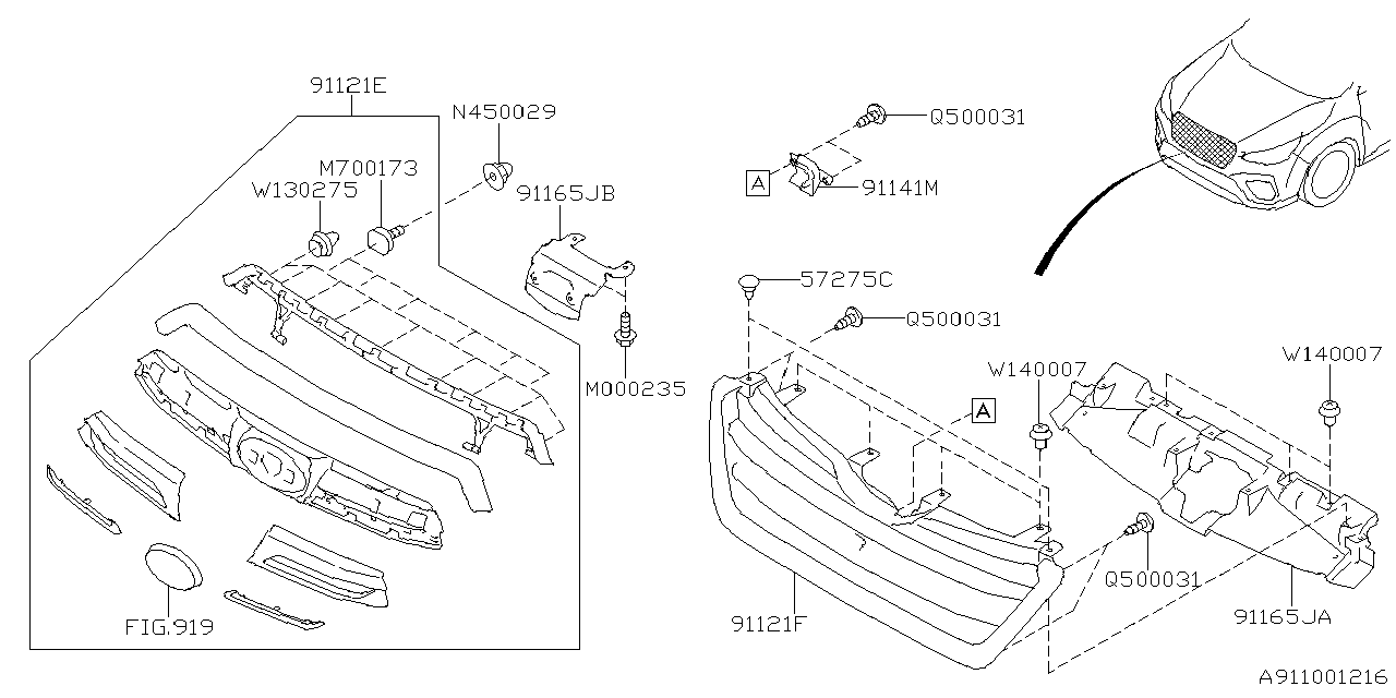 Diagram FRONT GRILLE for your 2008 Subaru Forester   