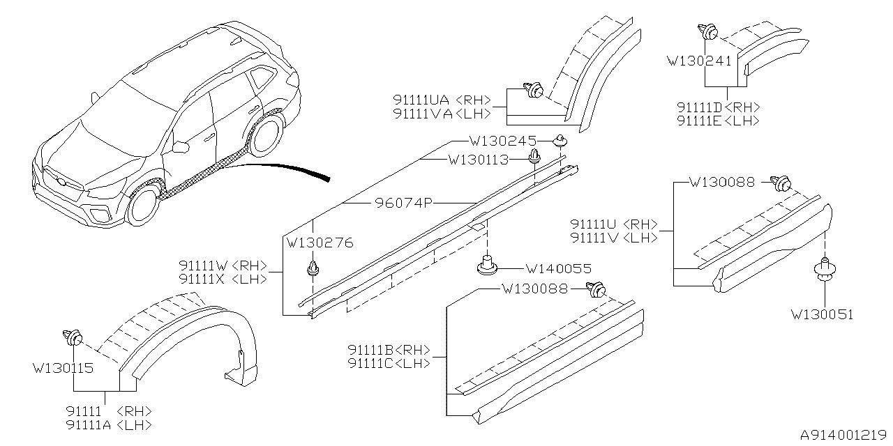 Diagram OUTER GARNISH for your 2022 Subaru Forester   