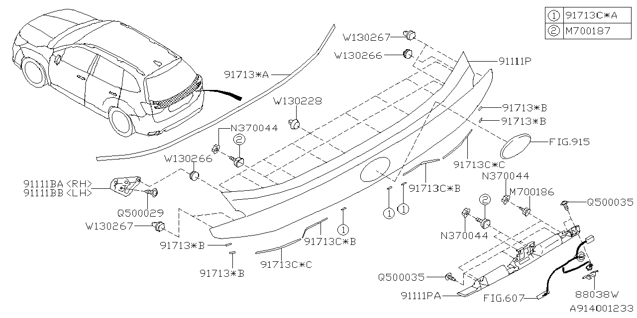 Diagram OUTER GARNISH for your 2022 Subaru Forester   