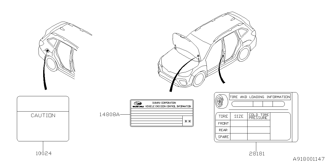 Diagram LABEL (CAUTION) for your 2021 Subaru Forester  SPORT w/EyeSight BASE 