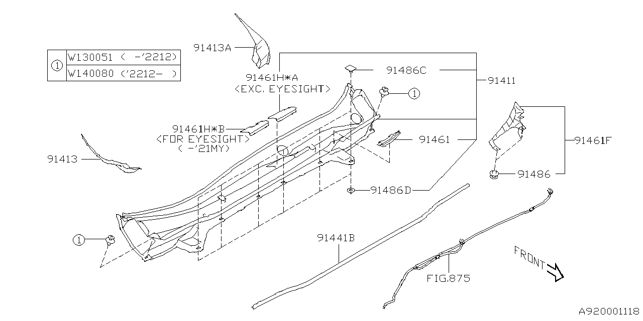 Diagram COWL PANEL for your 2012 Subaru Impreza   