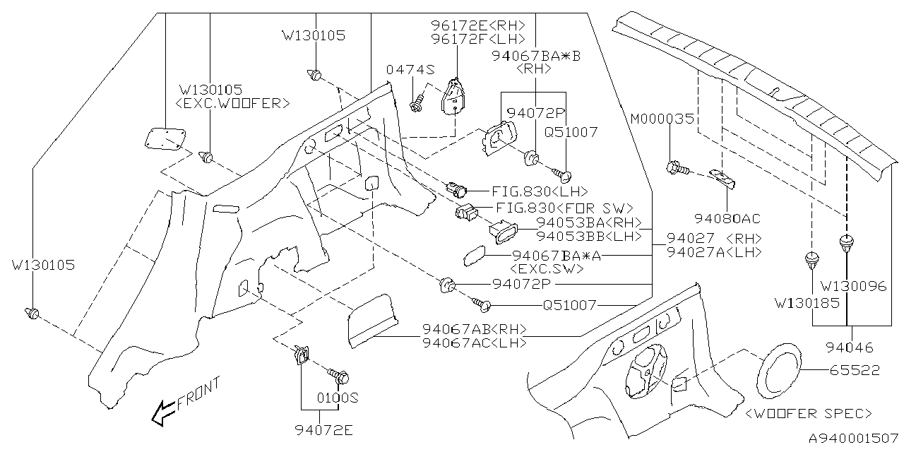 Diagram INNER TRIM for your 2023 Subaru Forester  LIMITED w/EyeSight BASE 