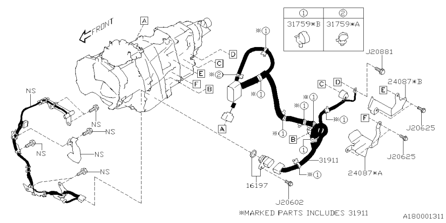 Diagram AT, SHIFT CONTROL for your Subaru