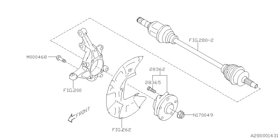 Diagram FRONT AXLE for your Subaru Forester  Touring