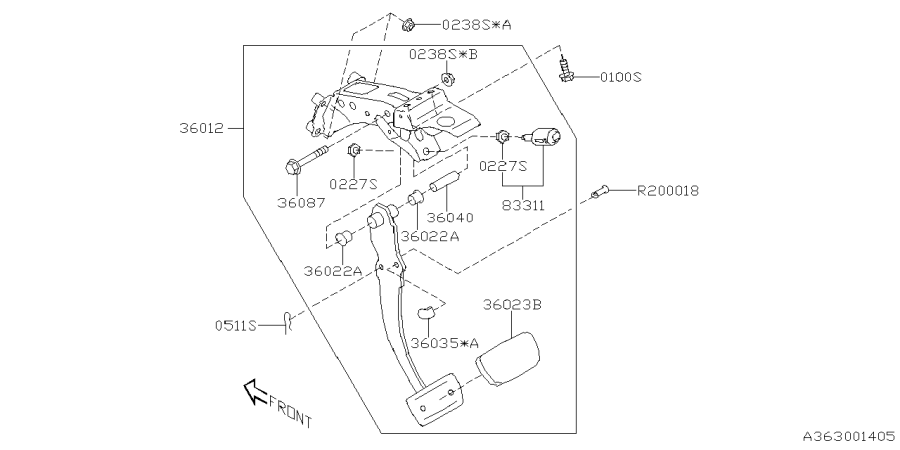 Diagram PEDAL SYSTEM for your Subaru Forester  Touring