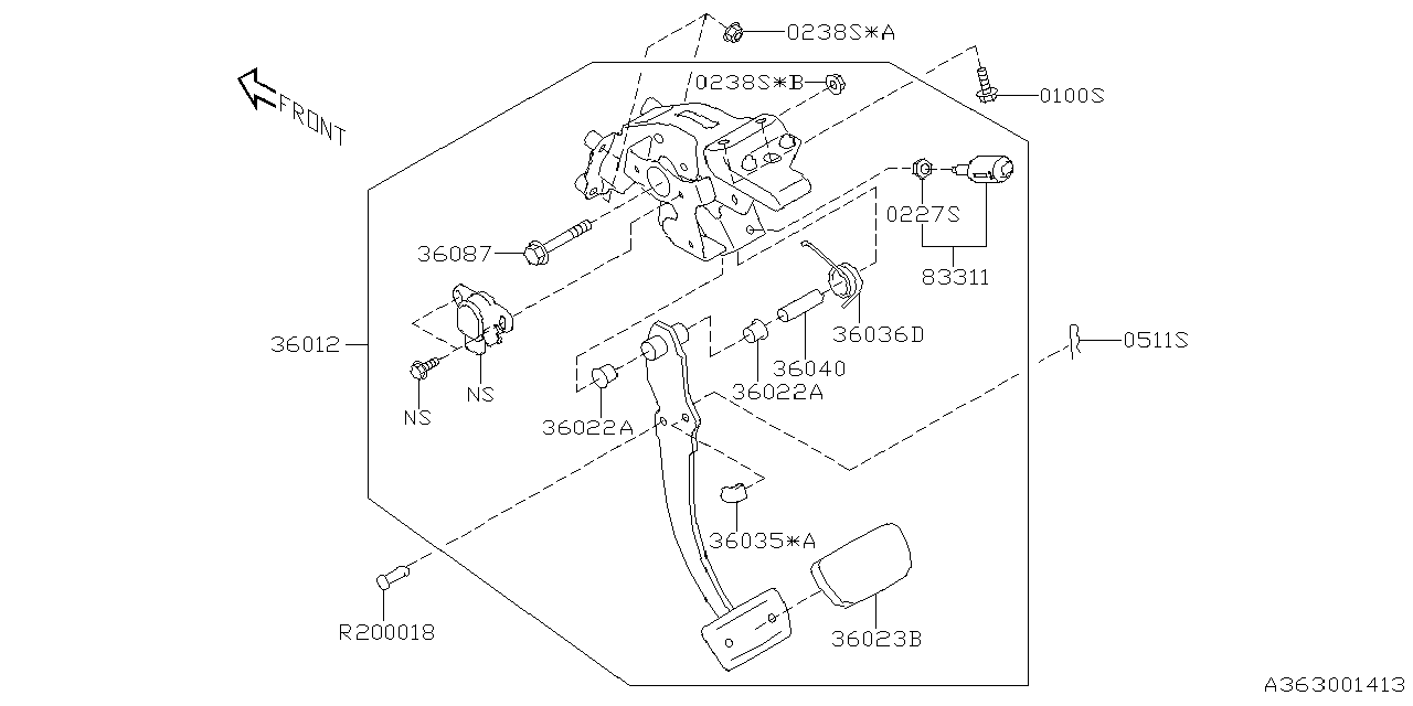 Diagram PEDAL SYSTEM for your Subaru Forester  