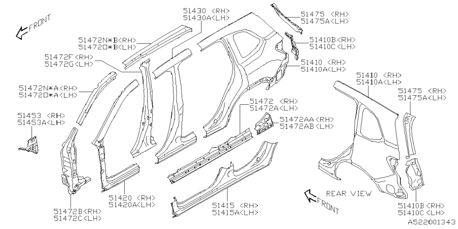 Diagram SIDE PANEL for your 2014 Subaru Impreza   