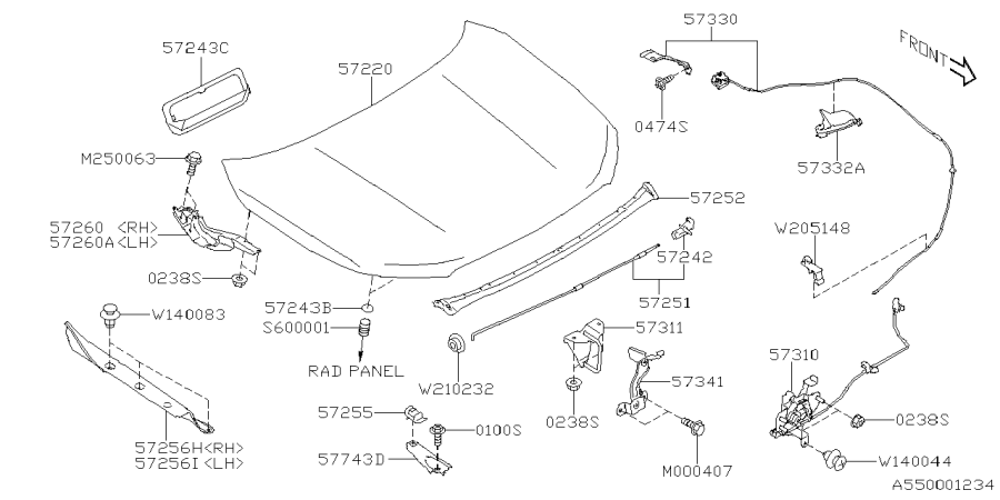 Diagram FRONT HOOD & FRONT HOOD LOCK for your Subaru Forester  