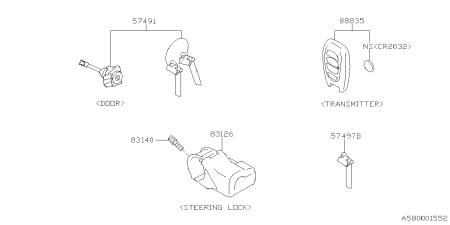 Diagram KEY KIT & KEY LOCK for your 2018 Subaru Forester  Plus 