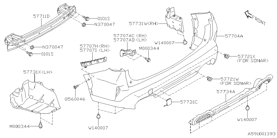 Diagram REAR BUMPER for your 2020 Subaru Impreza  SPORT w/EyeSight SEDAN 