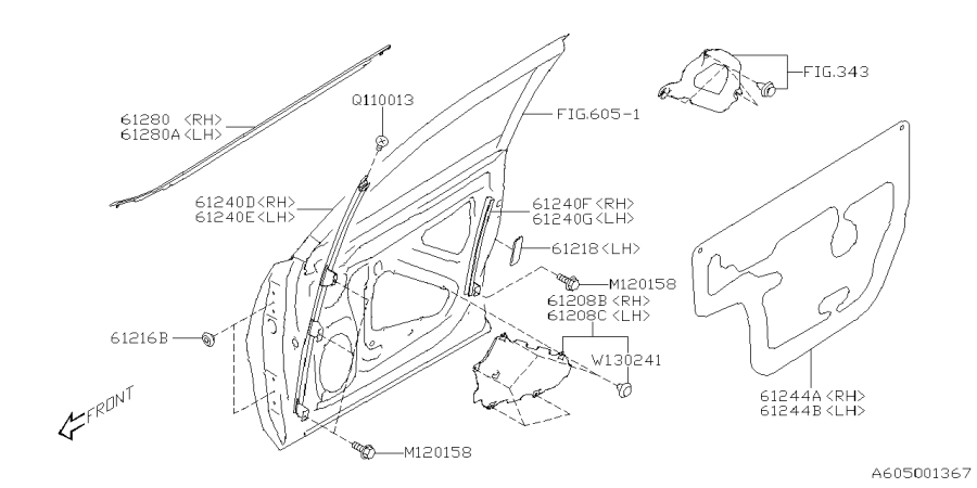 Diagram FRONT DOOR PANEL & REAR(SLIDE)DOOR PANEL for your 2022 Subaru Legacy   