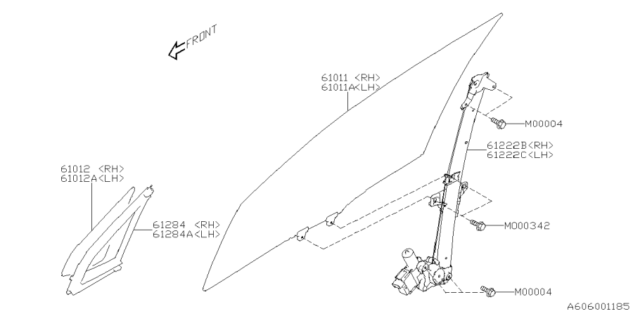 Diagram DOOR PARTS (GLASS & REGULATOR) for your Subaru Forester  