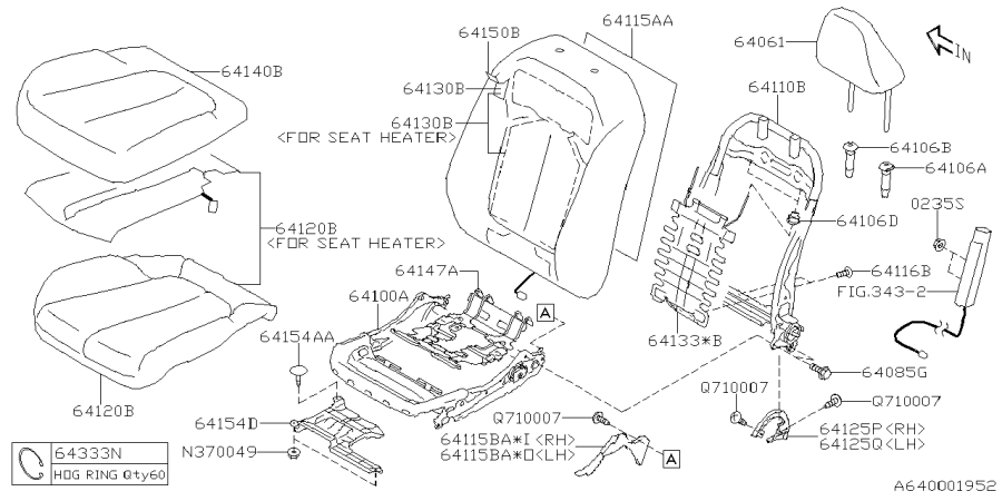 Diagram FRONT SEAT for your 2025 Subaru Forester  BASE PLUS 