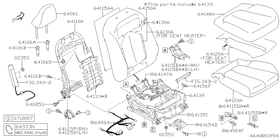 Diagram FRONT SEAT for your 2025 Subaru Forester  Wilderness w/EyeSight 