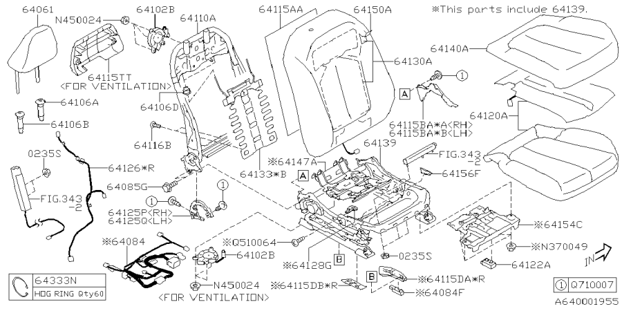 Diagram FRONT SEAT for your 2025 Subaru Forester  SPORT BASE 